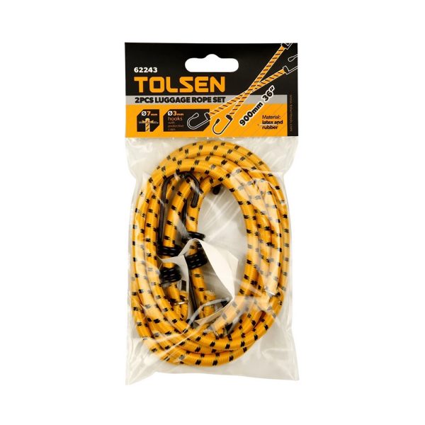 Cuerda Elastica Reforzada con Ganchos Metalicos Multiuso 2 juegos 90cm TOLSEN goofertas 1
