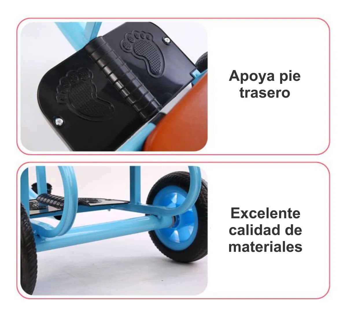 Triciclo de asiento doble de metal para niños celeste goofertas 9